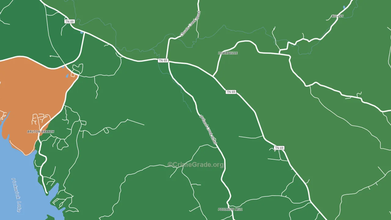 Lowryville, TN Map of Theft Rates