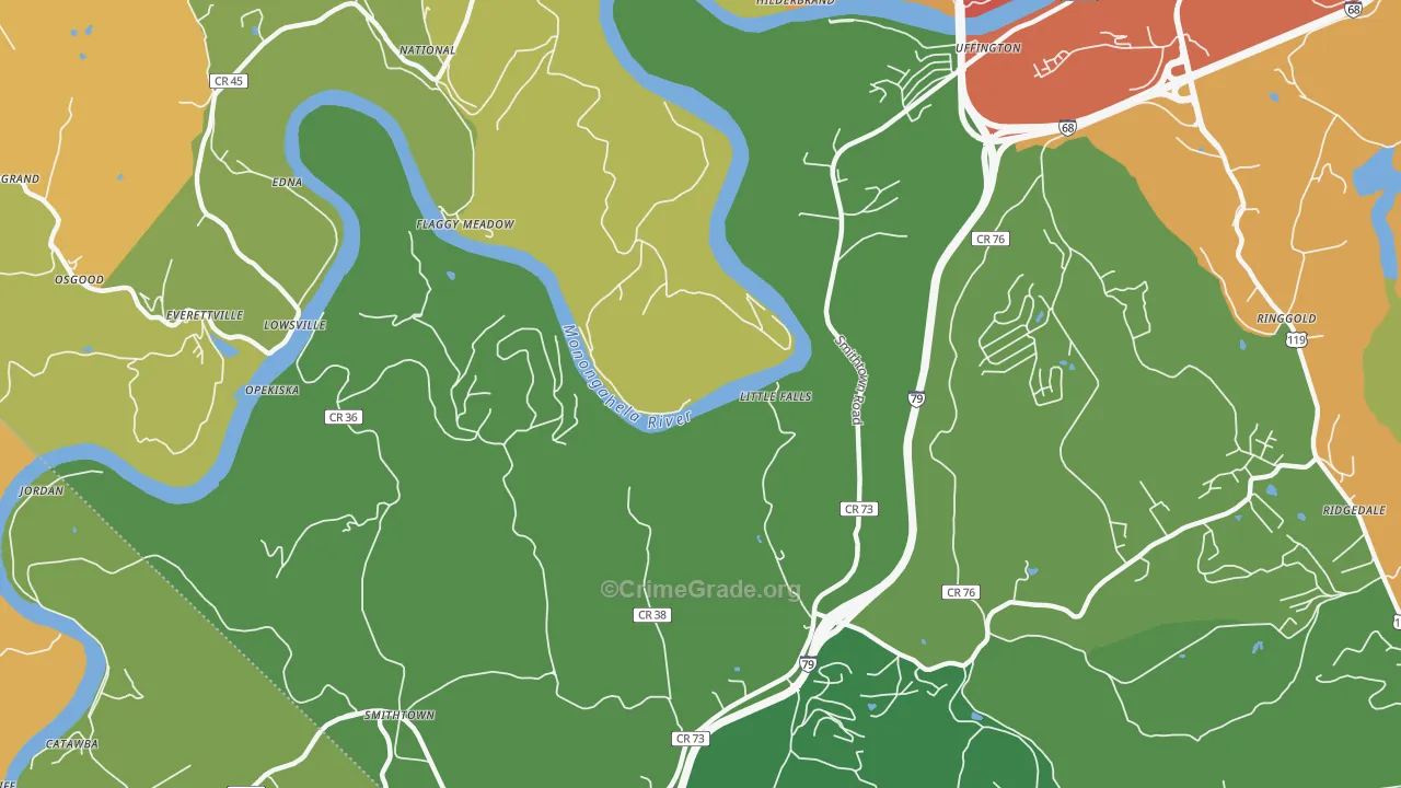 Lowsville, WV Map of Theft Rates