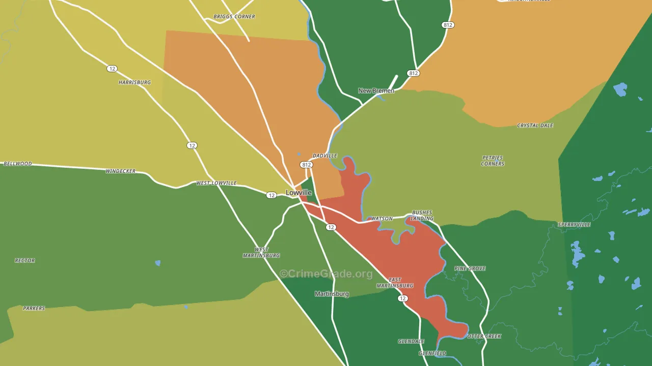 Lowville, NY Map of Theft Rates