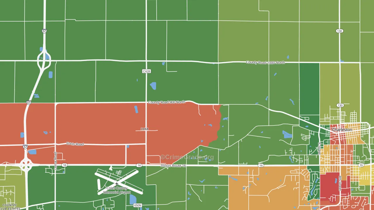 Loxa, IL Map of Theft Rates