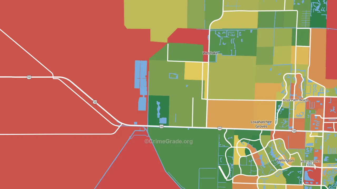 Loxahatchee, FL Map of Theft Rates