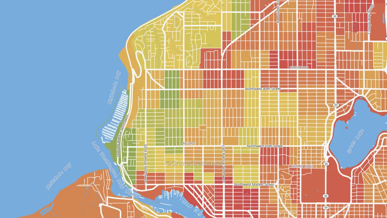 Loyal Heights, Seattle, WA Map of Theft Rates