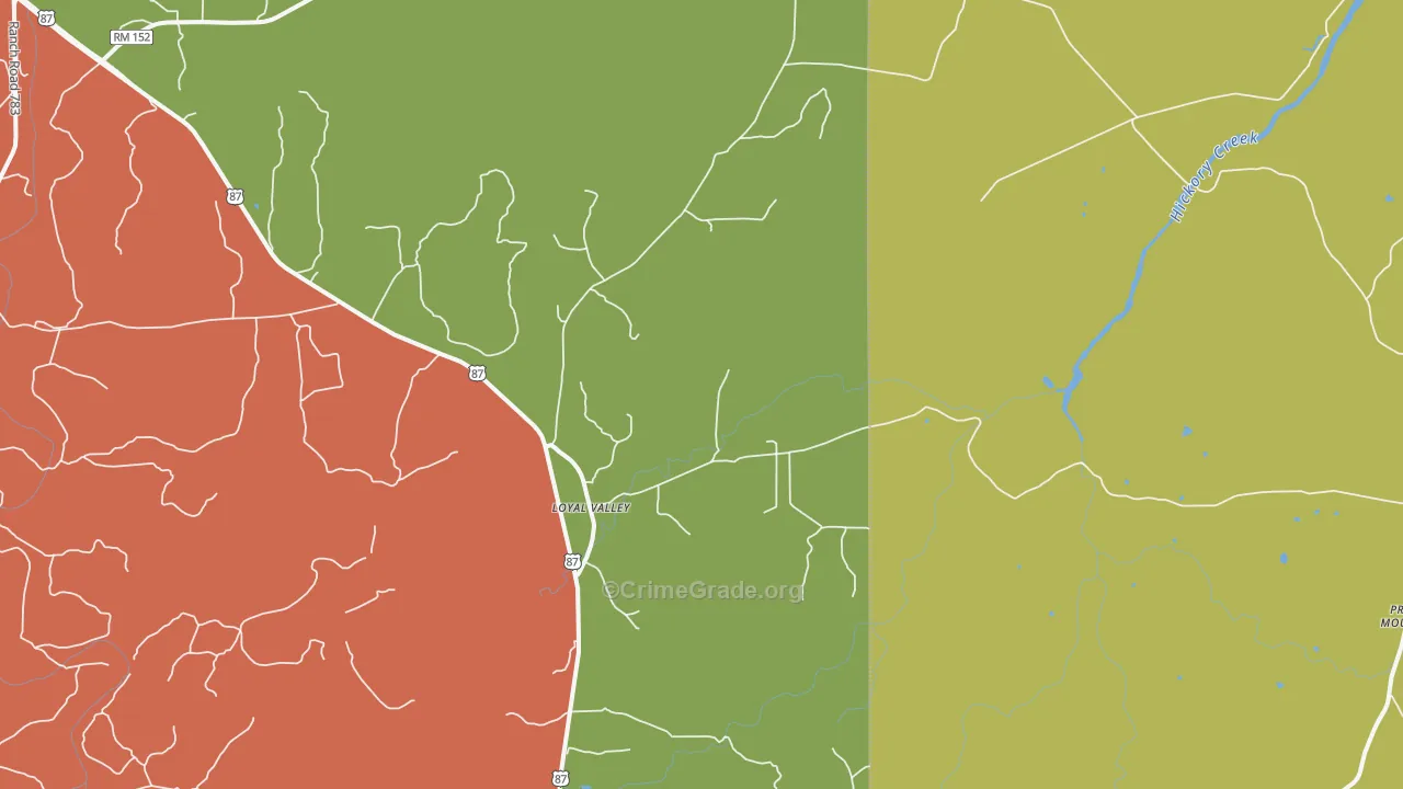 Loyal Valley, TX Map of Theft Rates