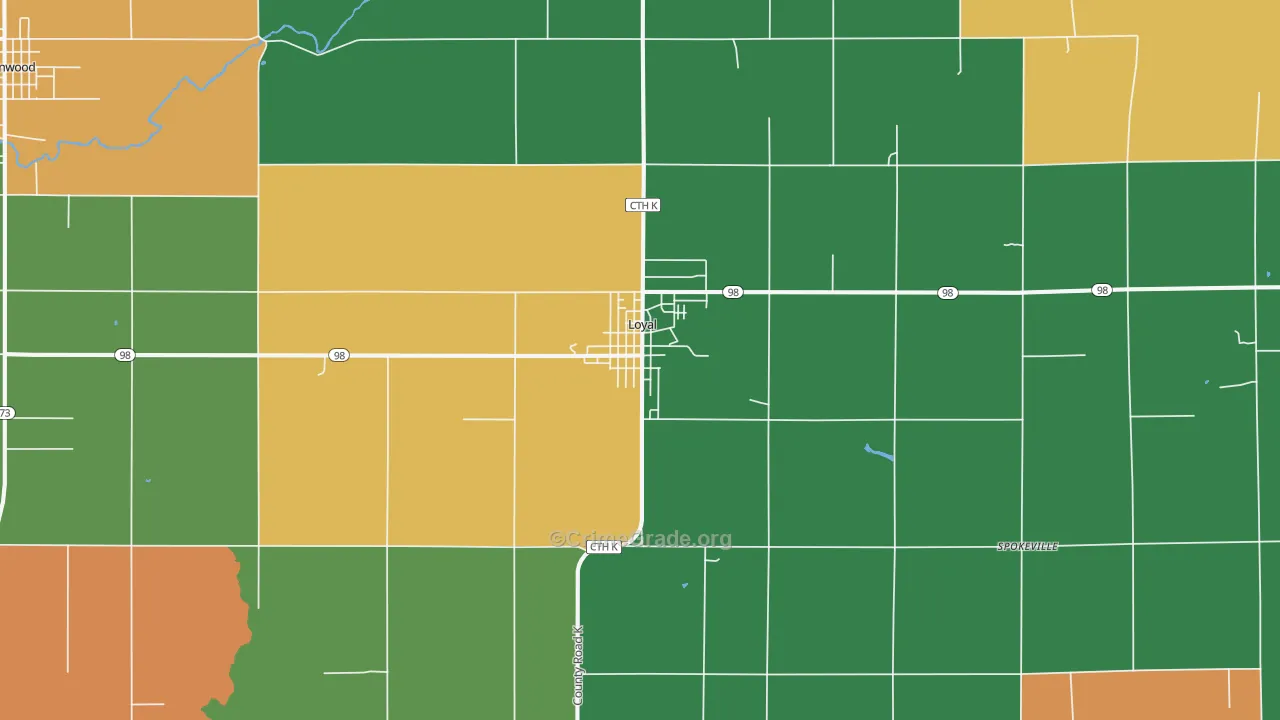Loyal, WI Map of Theft Rates