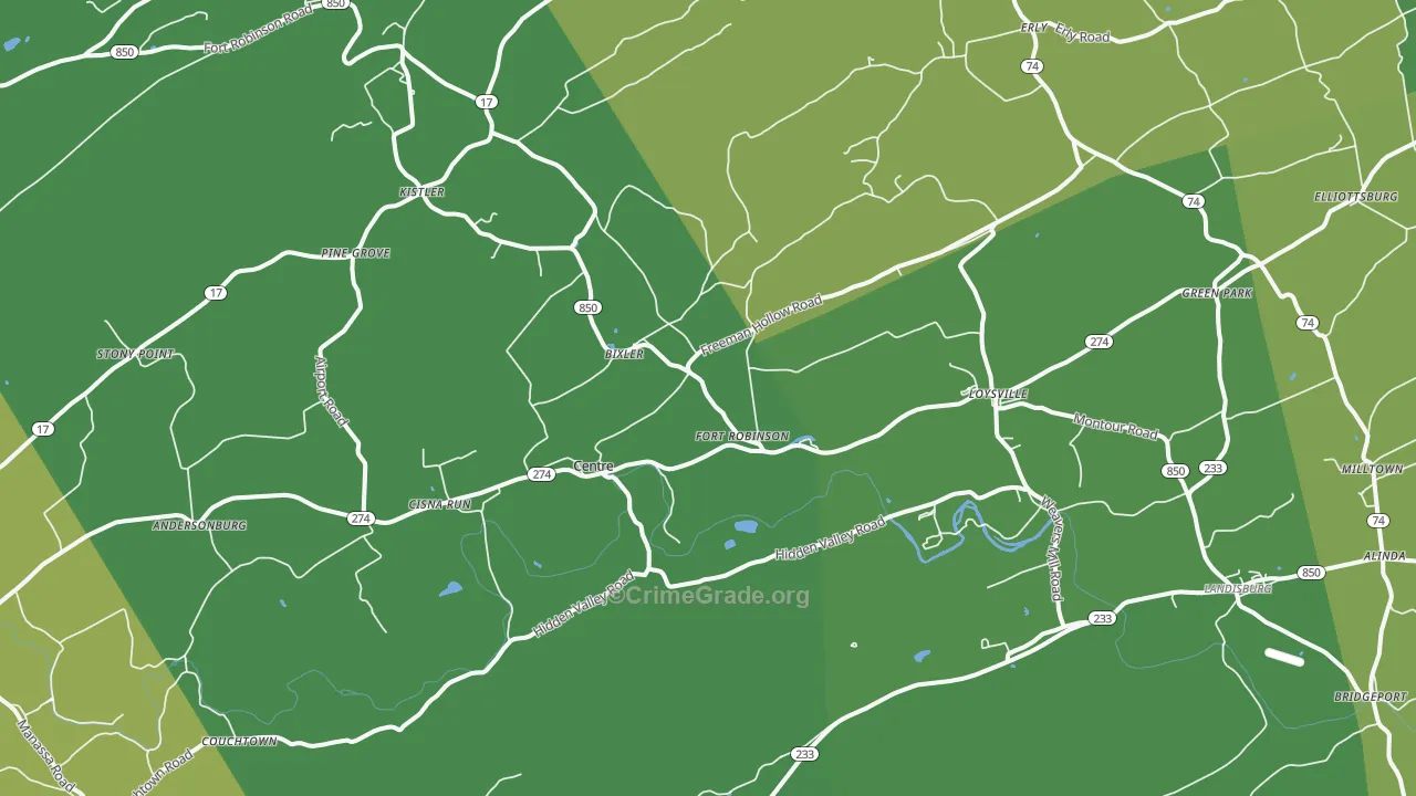 Loysville, PA Map of Theft Rates