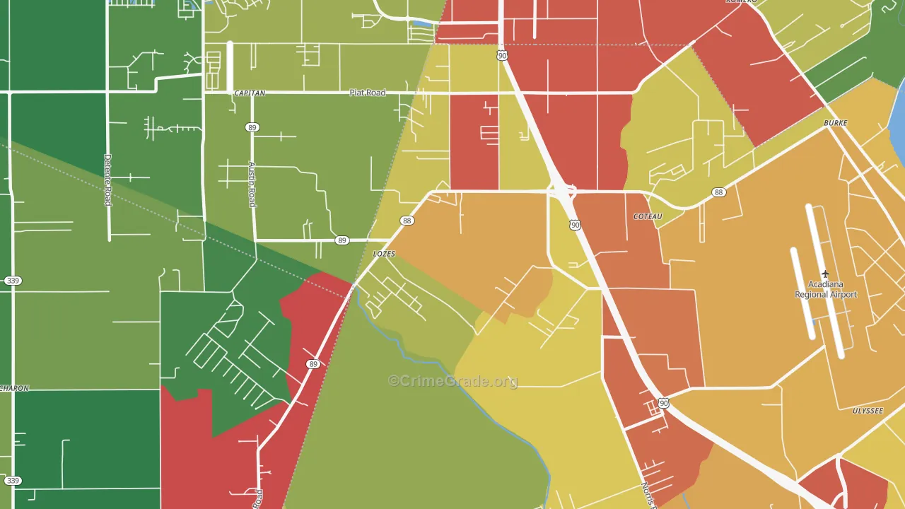 Lozes, LA Map of Theft Rates