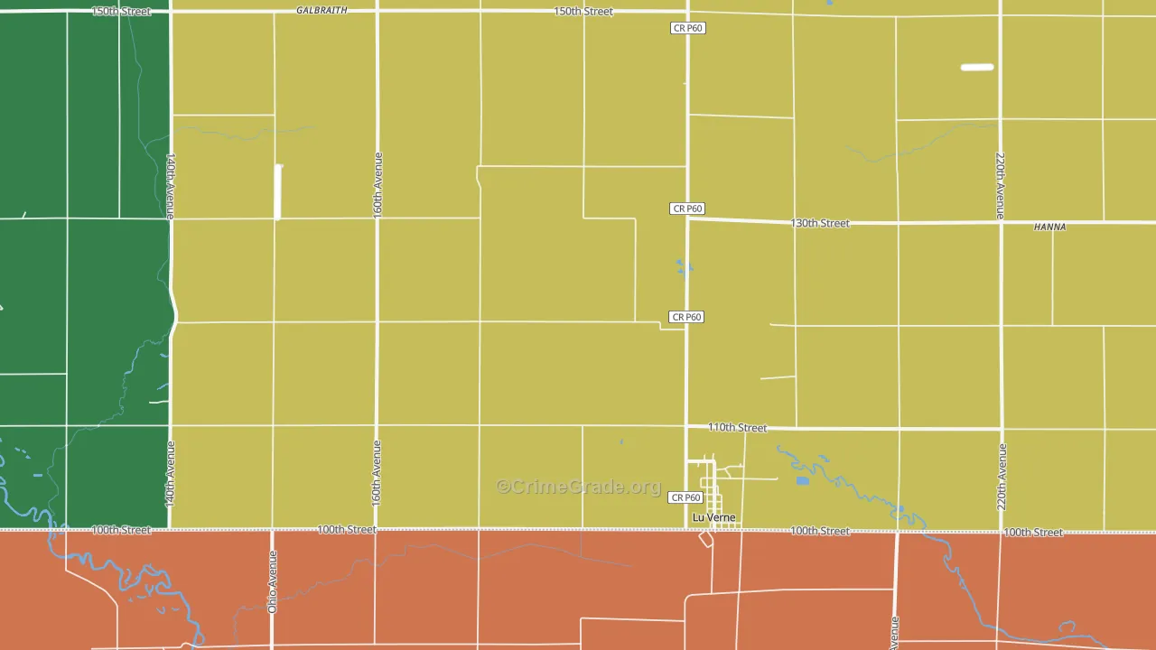 Lu Verne, IA Map of Theft Rates