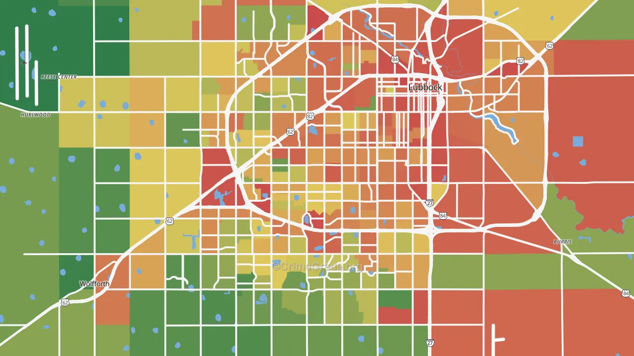Lubbock, TX Map of Theft Rates