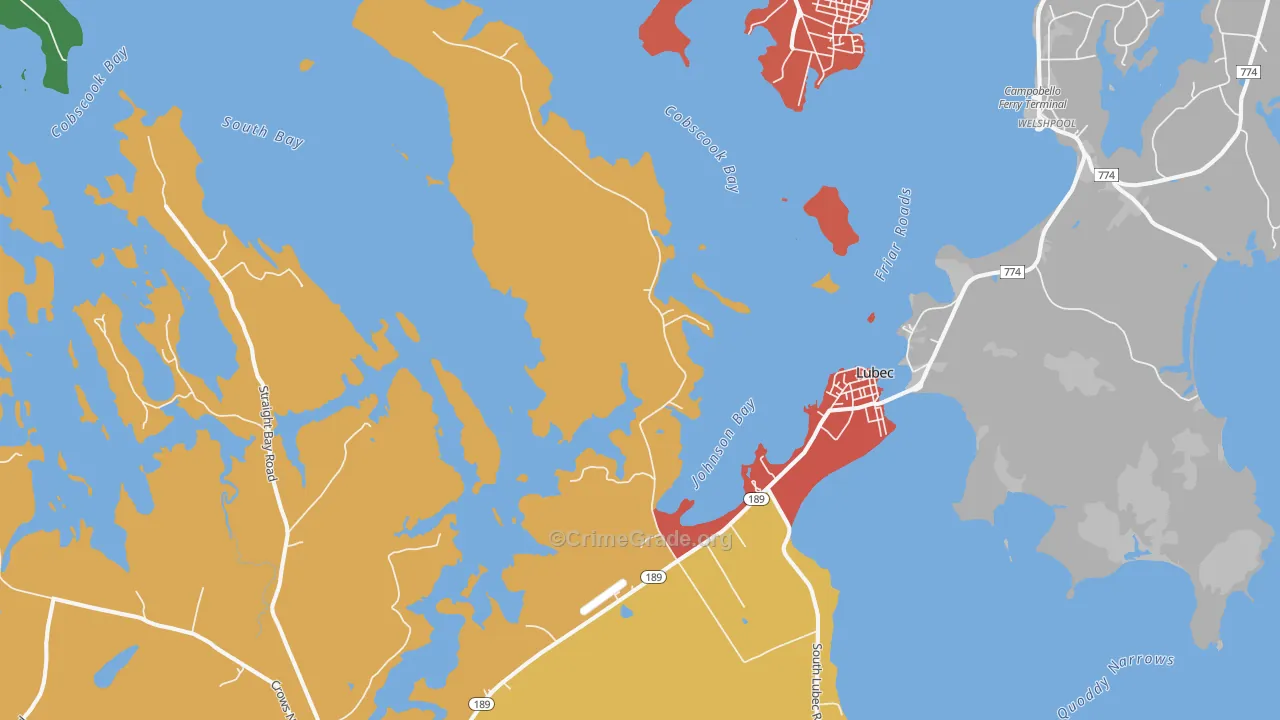 Lubec, ME Map of Theft Rates