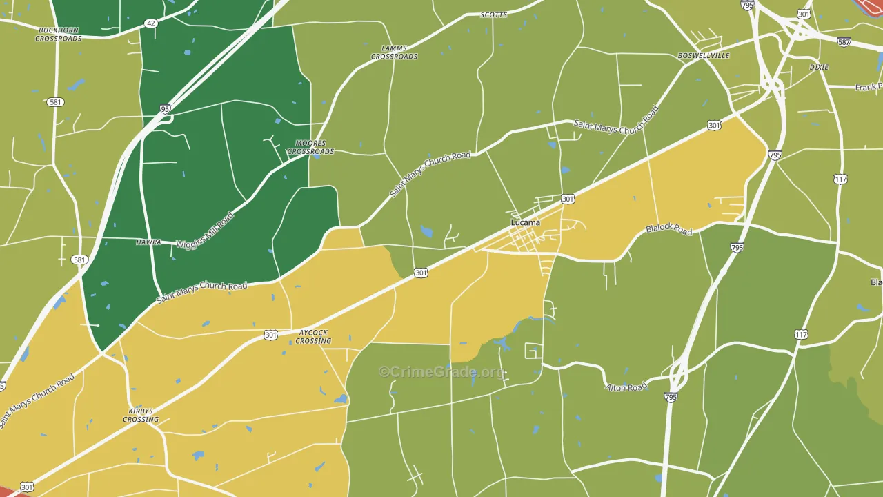Lucama, NC Map of Theft Rates