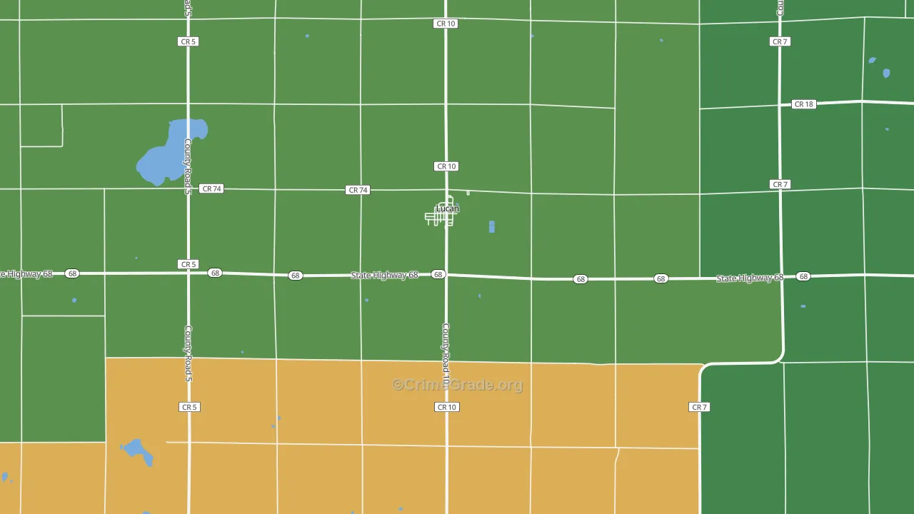 Lucan, MN Map of Theft Rates