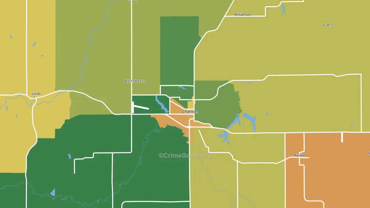 Lucas County, IA Map of Theft Rates