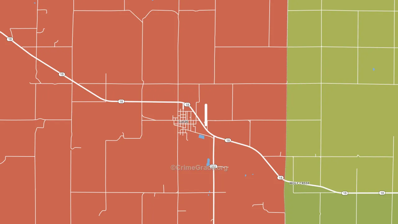 Lucas, KS Map of Theft Rates