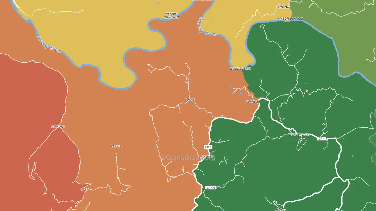 Lucas, WV Map of Theft Rates
