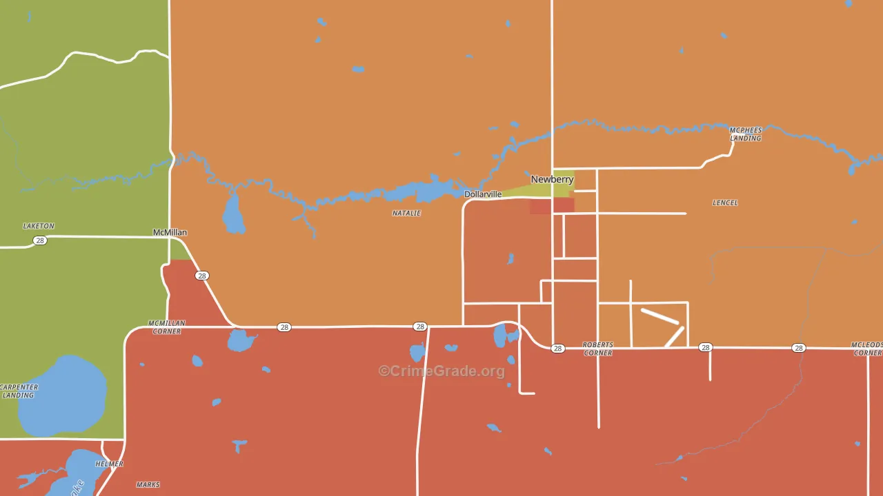 Luce County, MI Map of Theft Rates
