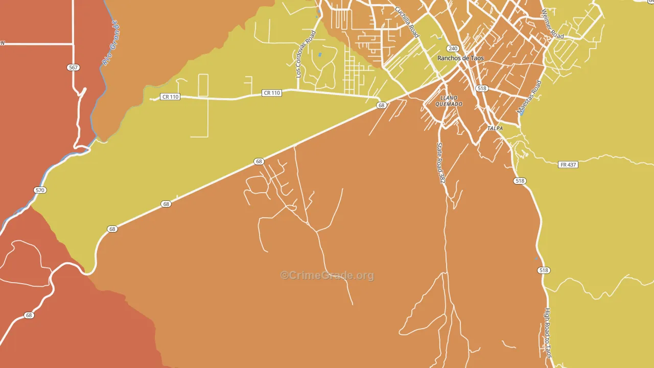 Lucero, NM Map of Theft Rates