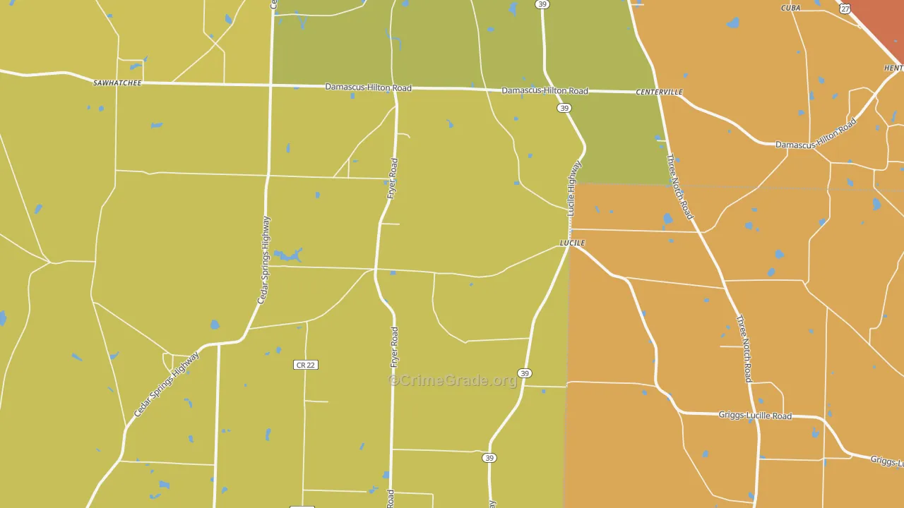 Lucile, GA Map of Theft Rates
