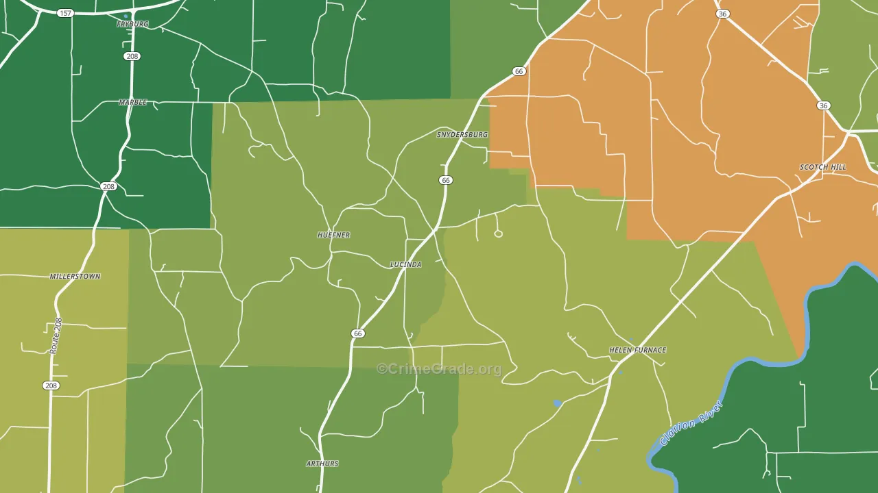 Lucinda, PA Map of Theft Rates
