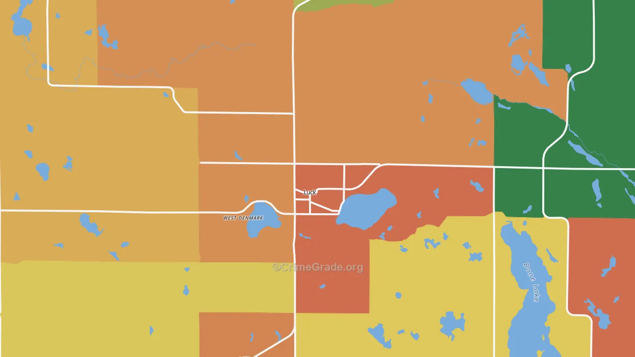 Luck, WI Map of Theft Rates