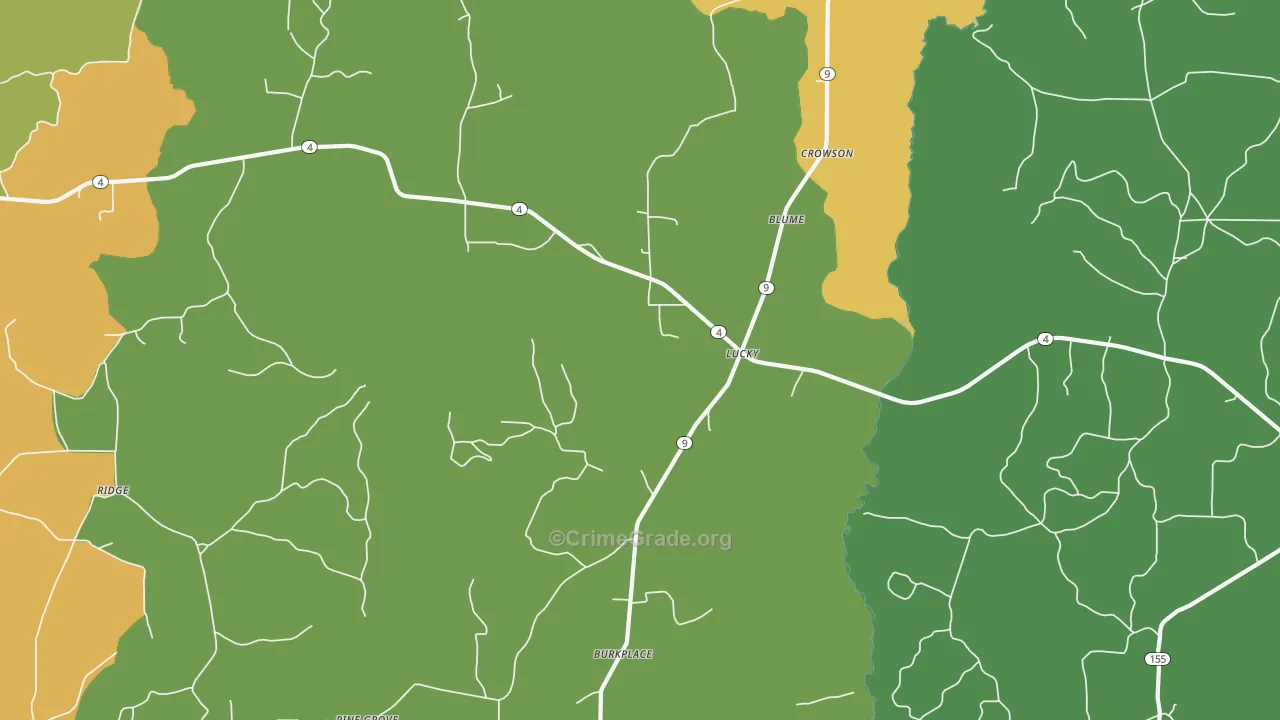 Lucky, LA Map of Theft Rates