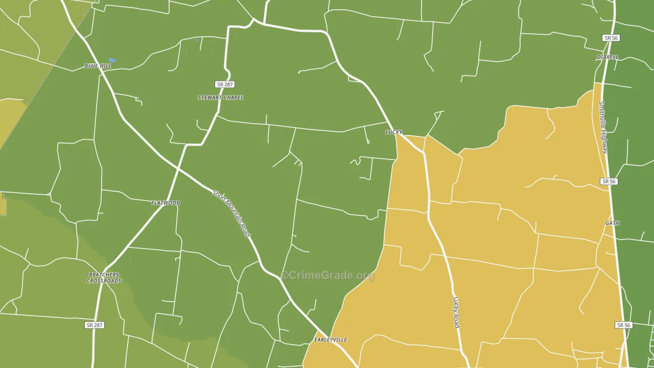Lucky, TN Map of Theft Rates