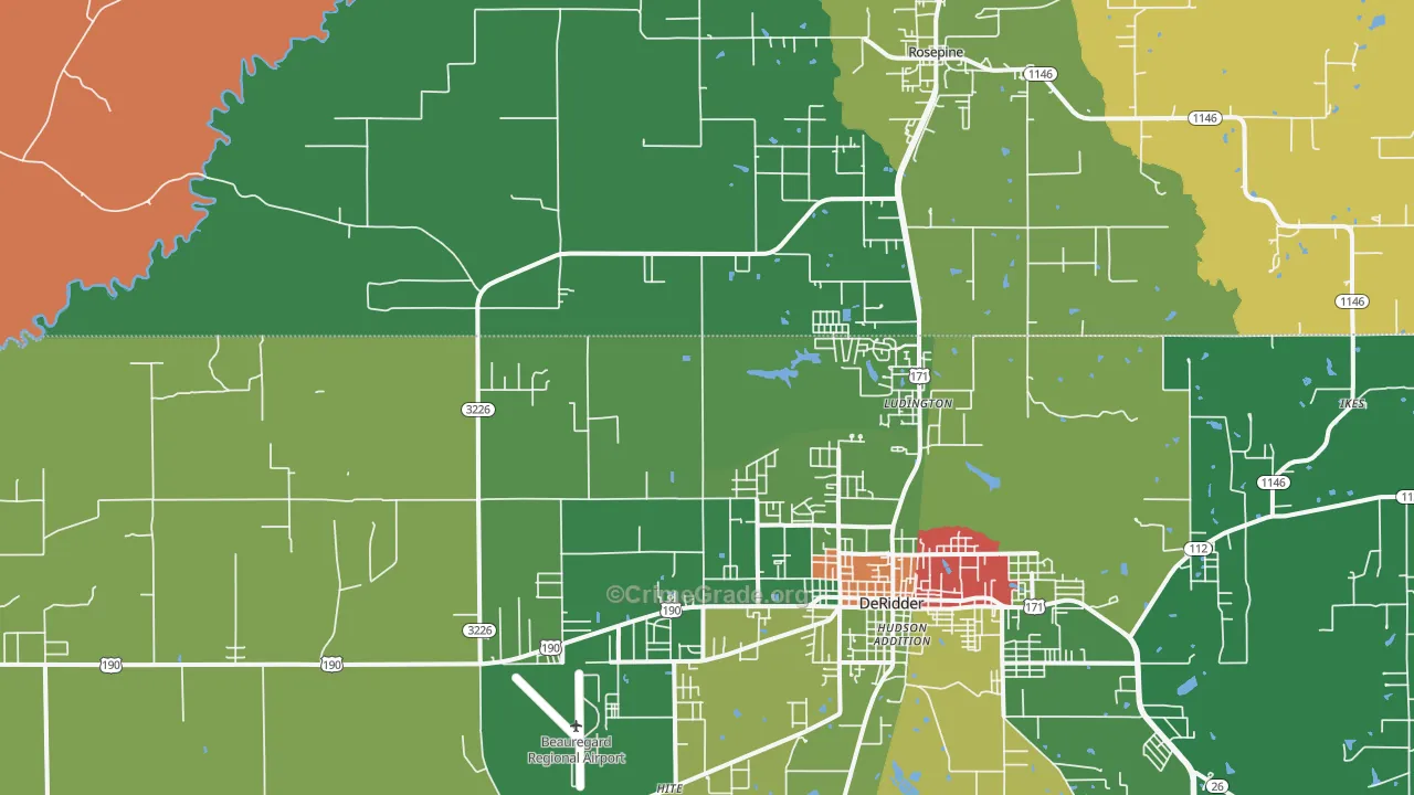 Ludington, LA Map of Theft Rates