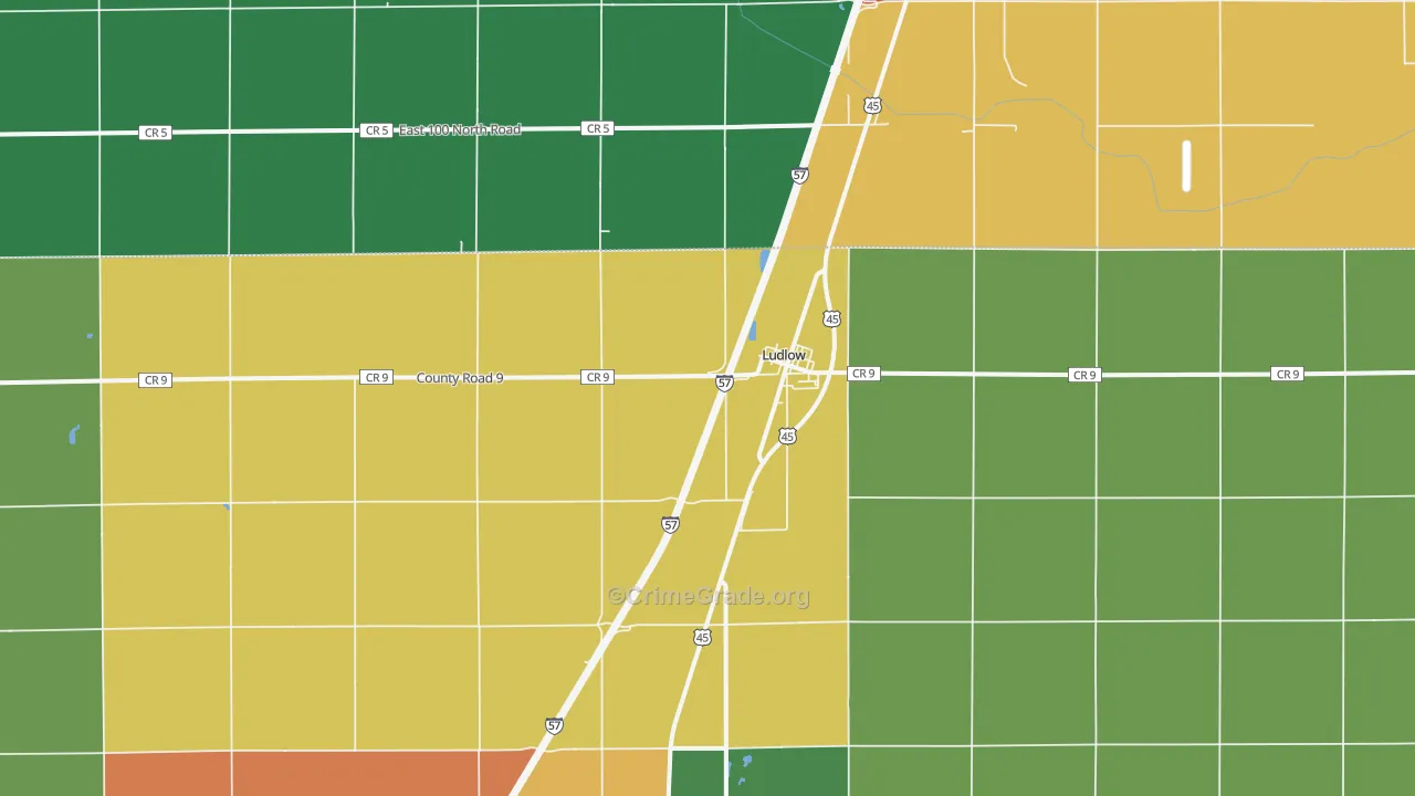 Ludlow, IL Map of Theft Rates