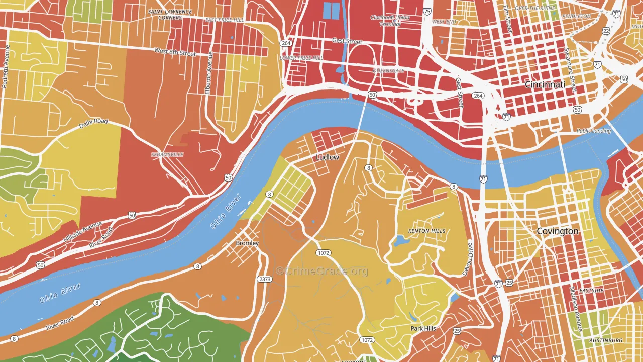 Ludlow, KY Map of Theft Rates