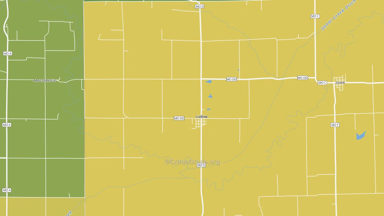 Ludlow, MO Map of Theft Rates