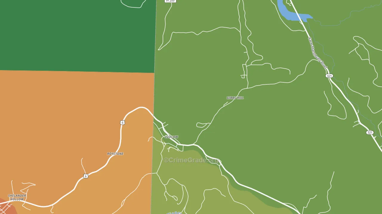 Ludlow, PA Map of Theft Rates