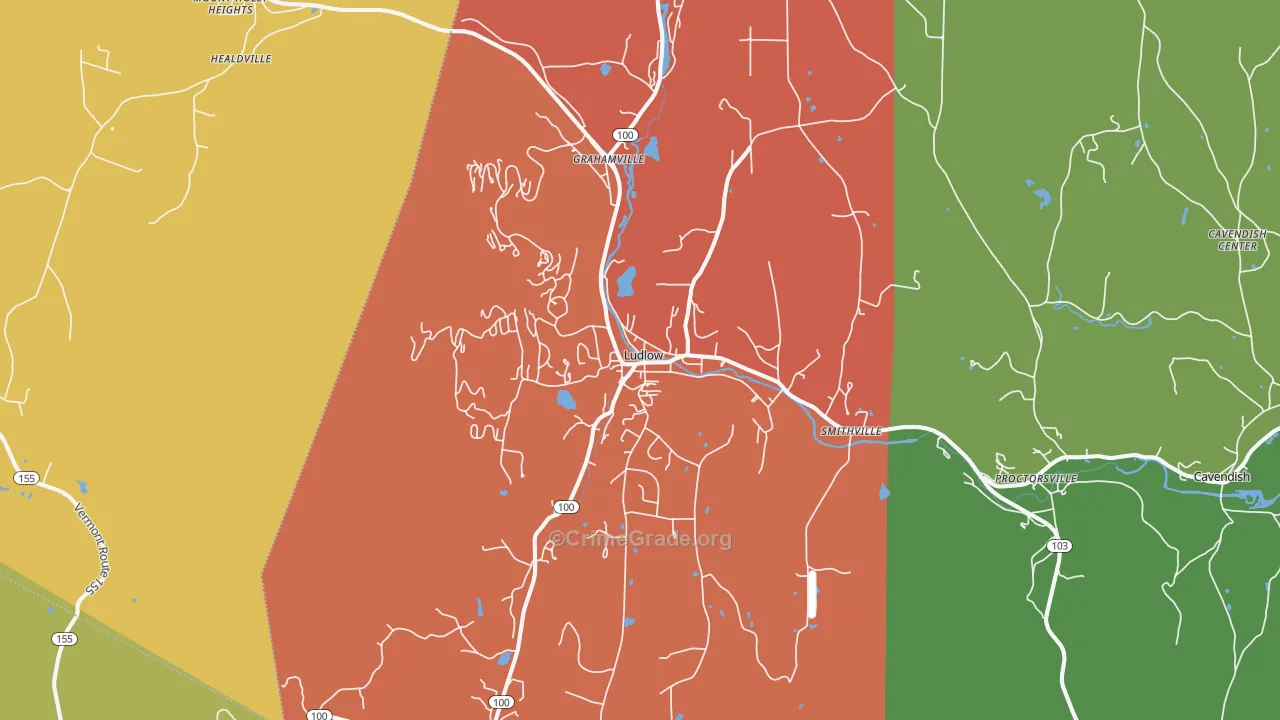 Ludlow, VT Map of Theft Rates