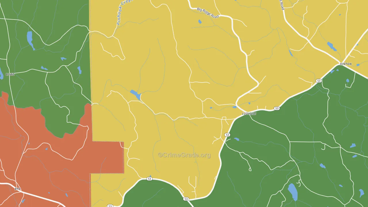 Ludville, GA Map of Theft Rates