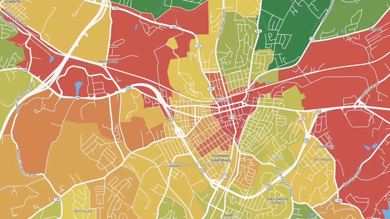 Ludwick, Greensburg, PA Map of Theft Rates