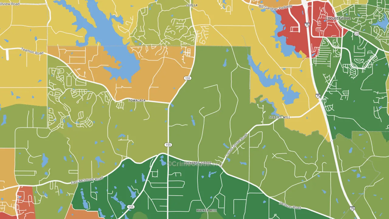 Luella, GA Map of Theft Rates