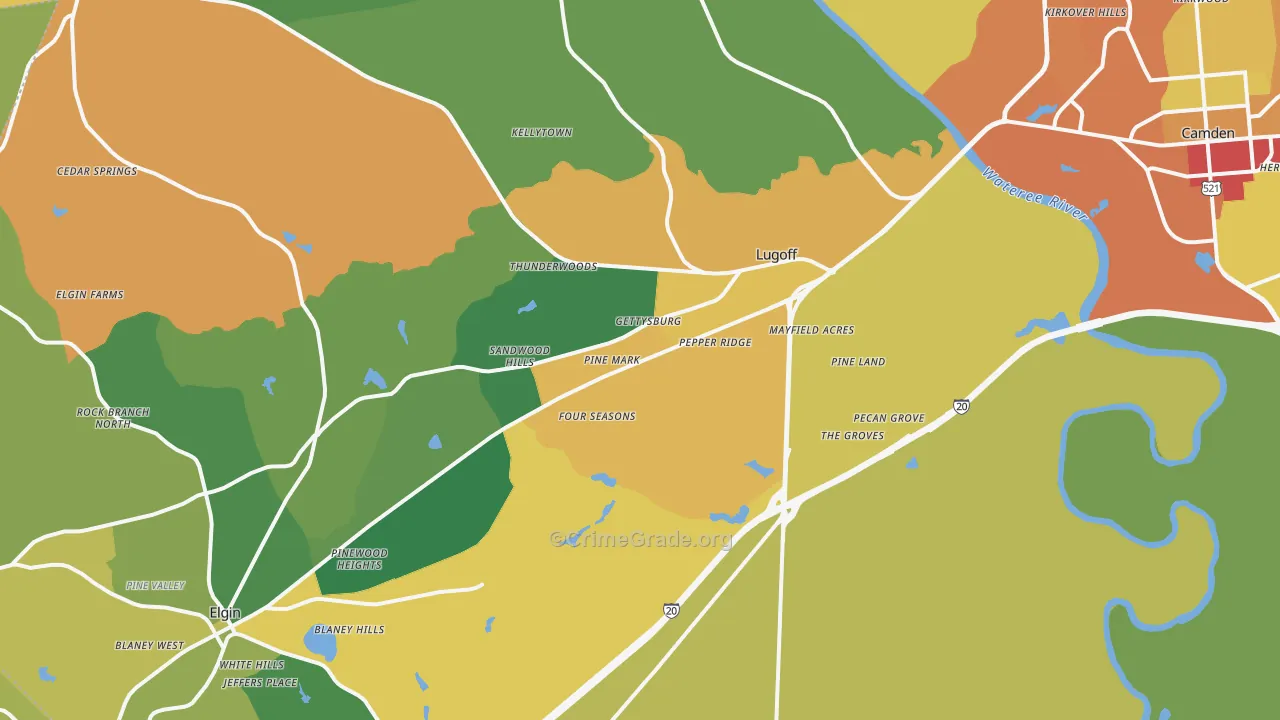 Lugoff, SC Map of Theft Rates