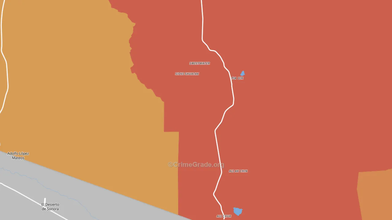 Lukeville, AZ Map of Theft Rates