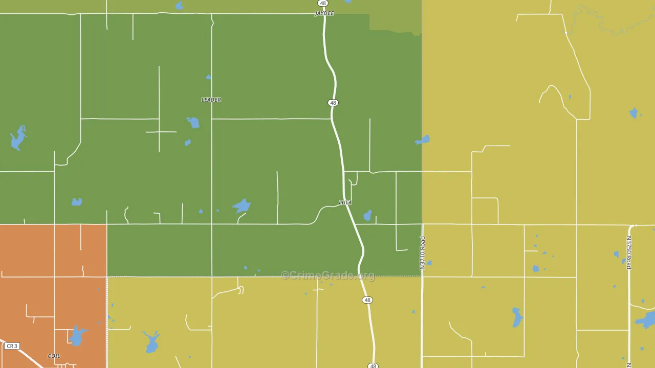 Lula, OK Map of Theft Rates
