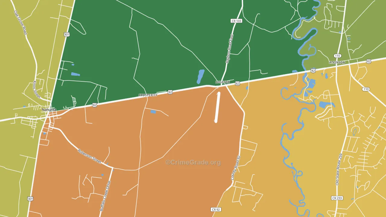 Lulaton, GA Map of Theft Rates