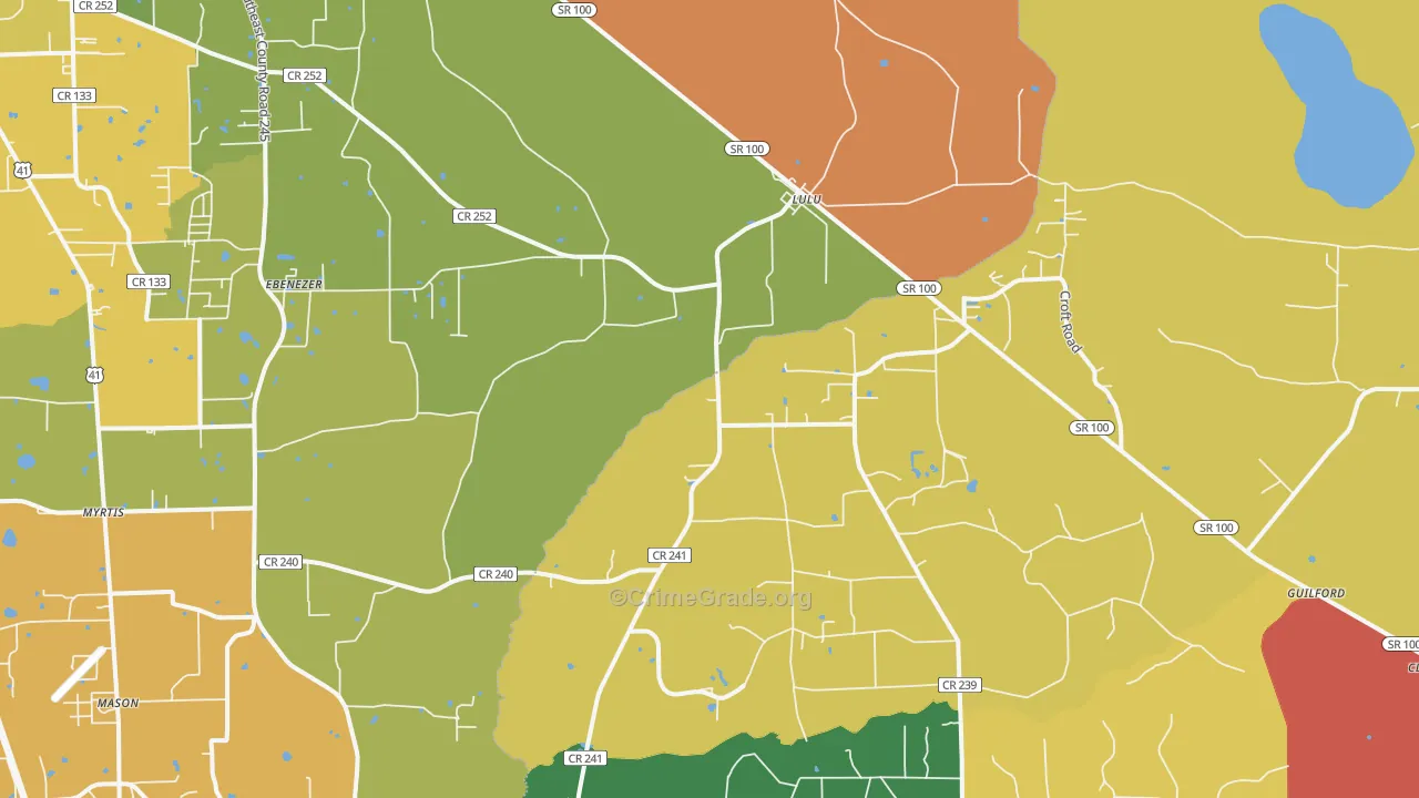 Lulu, FL Map of Theft Rates