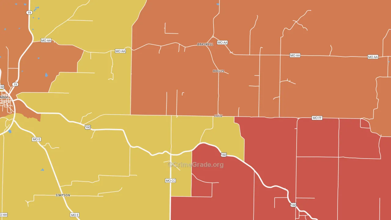 Lulu, MO Map of Theft Rates