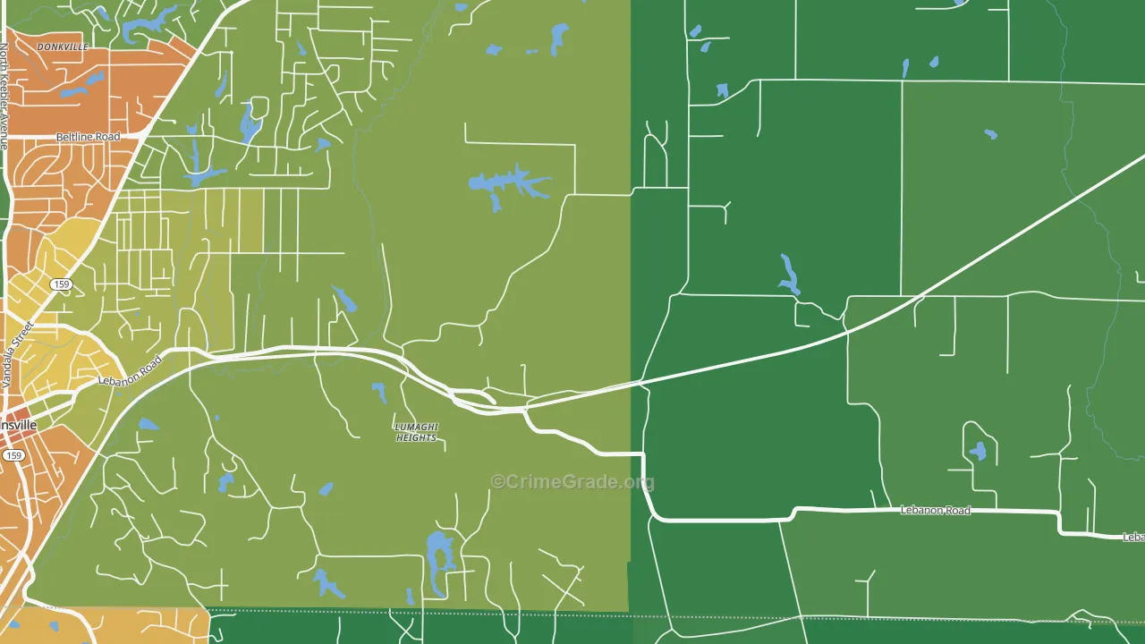 Lumaghi Heights, IL Map of Theft Rates