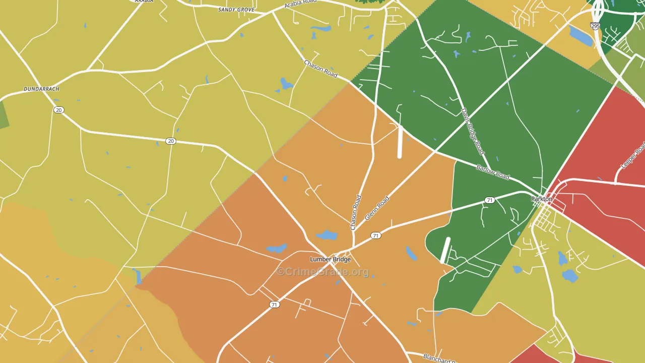 Lumber Bridge, NC Map of Theft Rates