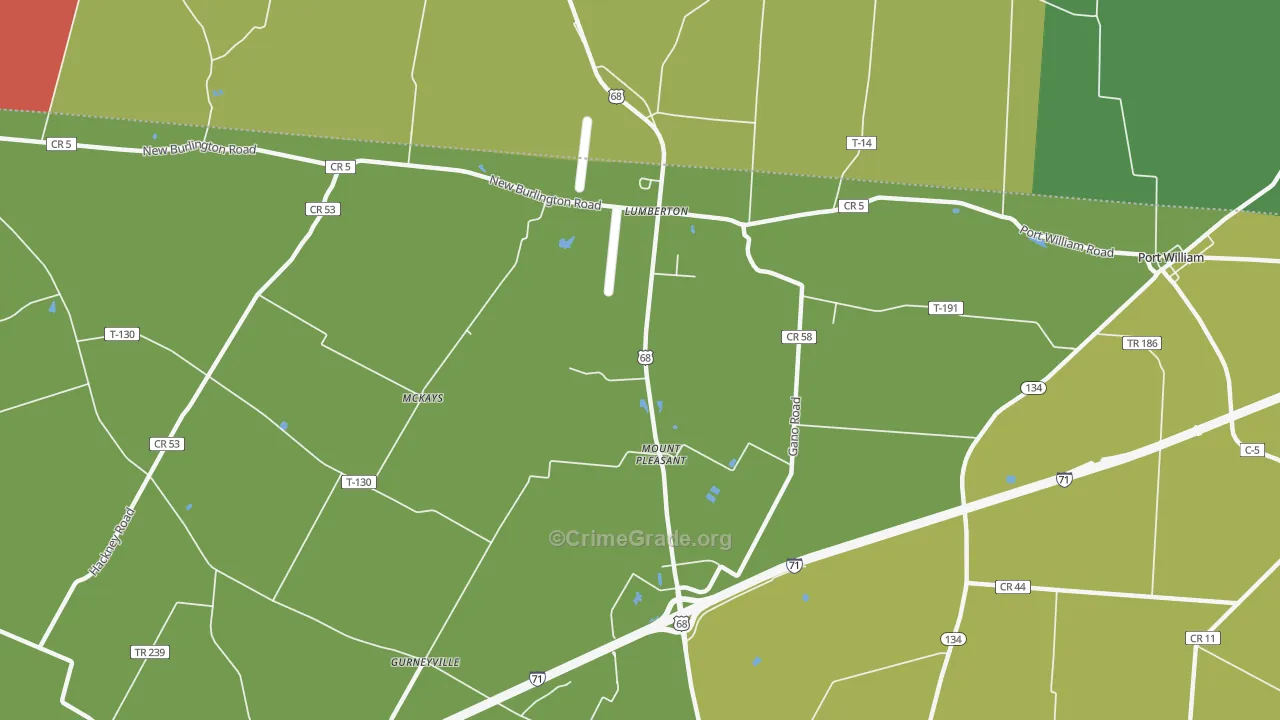 Lumberton, OH Map of Theft Rates