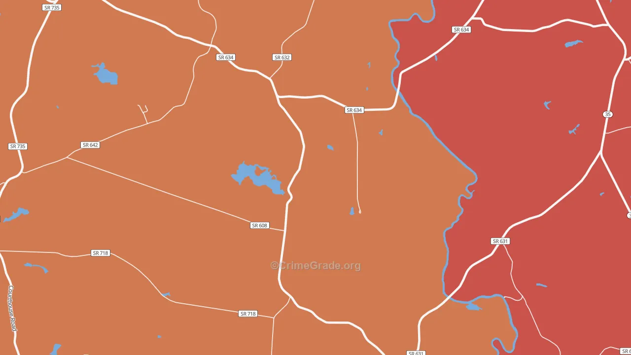Lumberton, VA Map of Theft Rates
