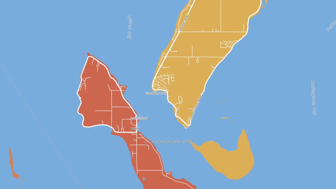 Lummi Island, WA Map of Theft Rates