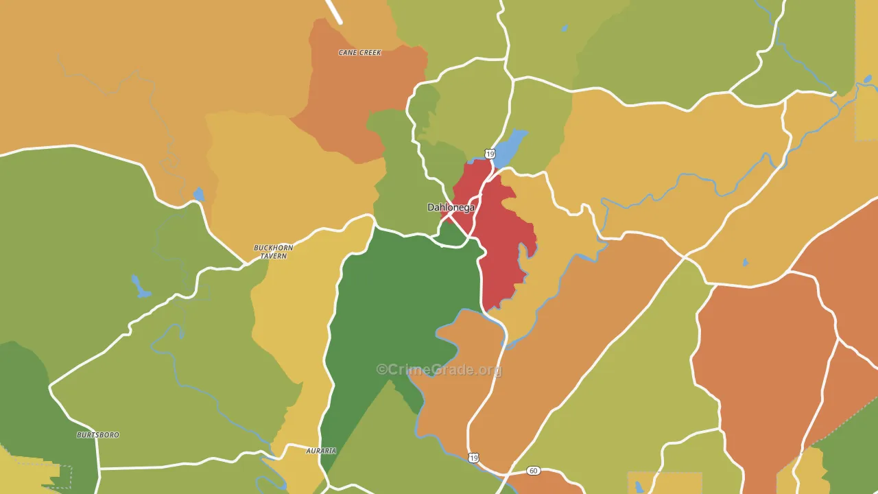 Lumpkin County, GA Map of Theft Rates