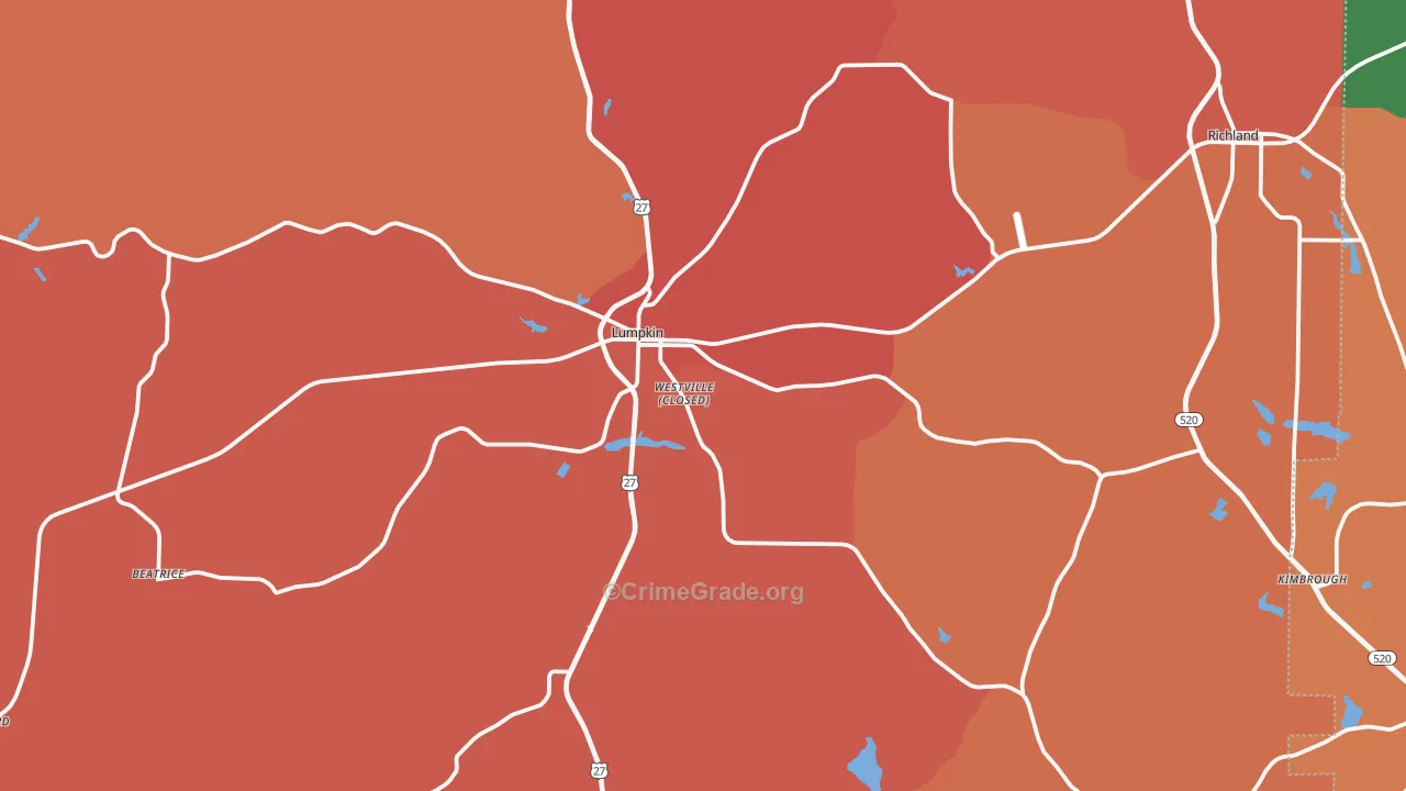 Lumpkin, GA Map of Theft Rates
