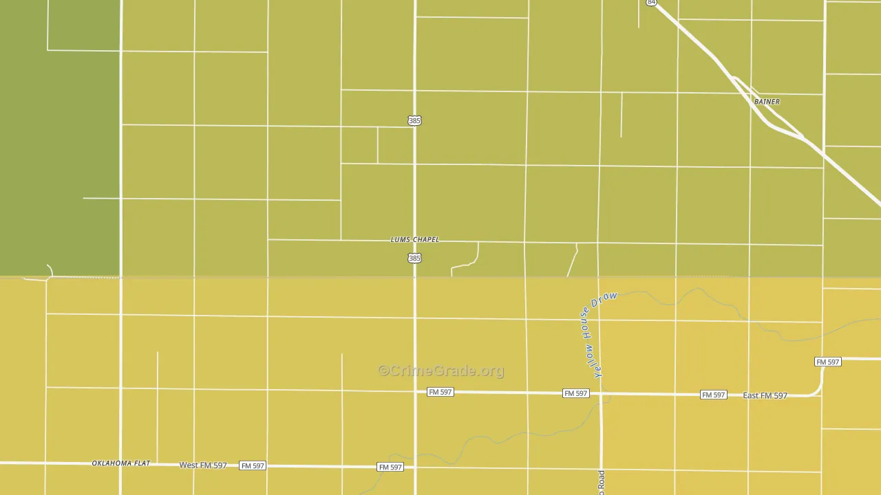 Lums Chapel, TX Map of Theft Rates