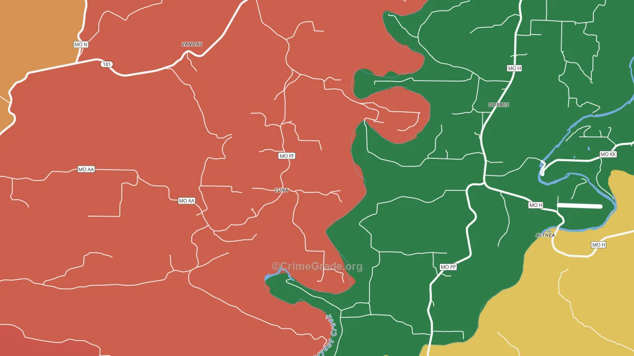Luna, MO Map of Theft Rates