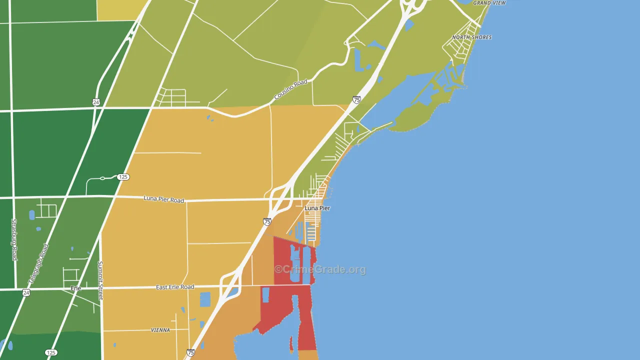 Luna Pier, MI Map of Theft Rates